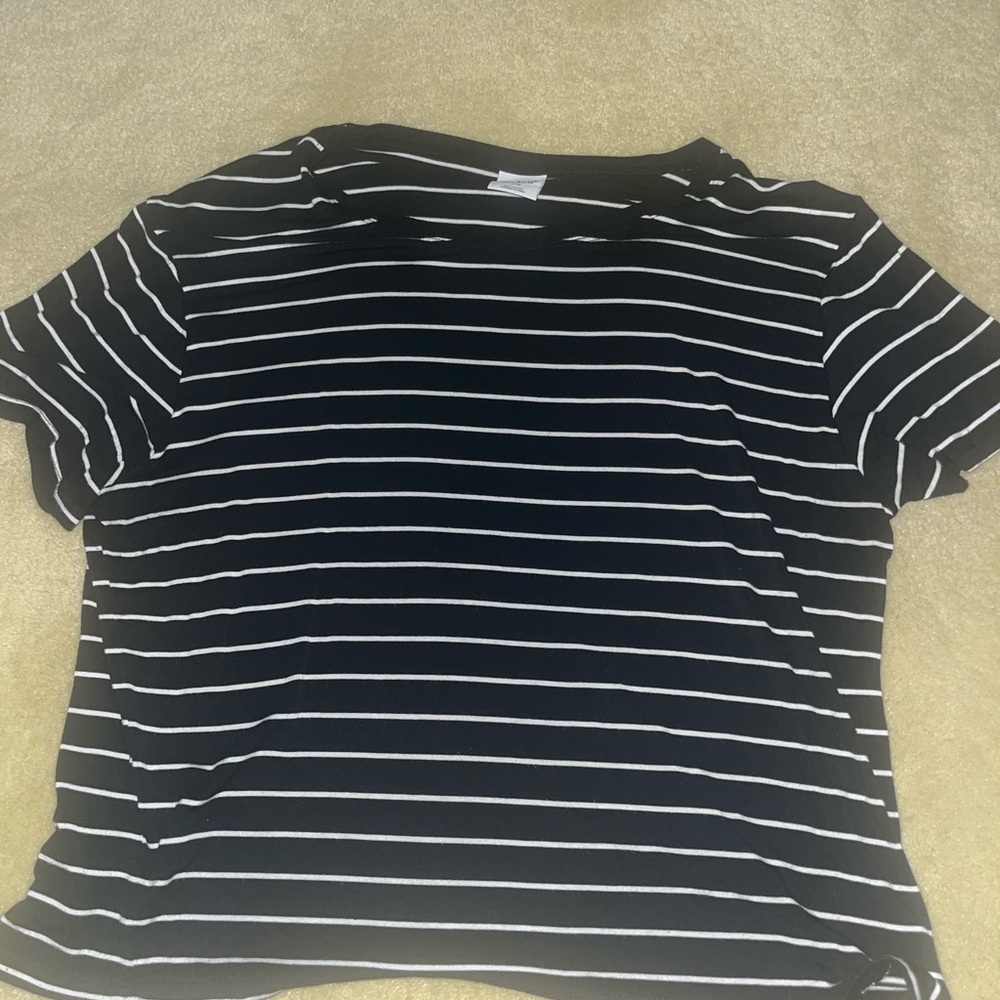 Black and white striped shirt, blouse like fit, size L, worn twice